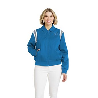Women's WEAR by Erin Andrews Blue Detroit Lions Shoulder Stripe Twill Full-Zip Jacket