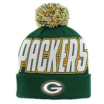 Youth Outerstuff Green Green Bay Packers Cuffed Knit Hat with Pom