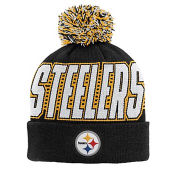 Youth Outerstuff Black Pittsburgh Steelers Cuffed Knit Hat with Pom