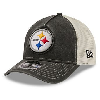 Men's New Era Black Pittsburgh Steelers Fan 9FORTY A-Frame Trucker Adjustable Hat