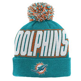 Youth Outerstuff Aqua Miami Dolphins Cuffed Knit Hat with Pom