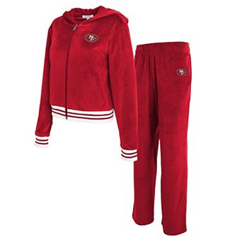Women's WEAR by Erin Andrews Scarlet San Francisco 49ers Velour Track Suit