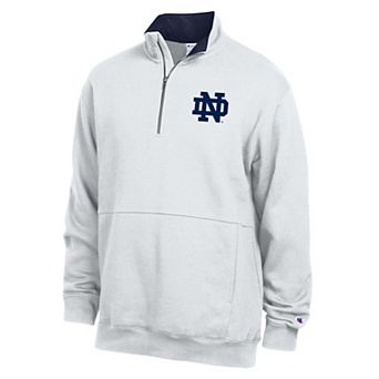 Men's Champion White Notre Dame Fighting Irish Fleece Quarter-Zip Pullover