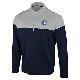 Men's Antigua Navy/Gray Minnesota Timberwolves Hinder Quarter-Zip Pullover