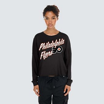 Women's New Era Black Philadelphia Flyers Oversized Boxy Long Sleeve T-Shirt
