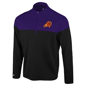 Men's Antigua Black/Purple Phoenix Suns Hinder Quarter-Zip Pullover
