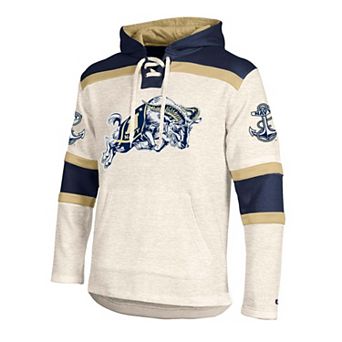 Men's Champion Cream Navy Midshipmen Lacer Fleece Hoodie