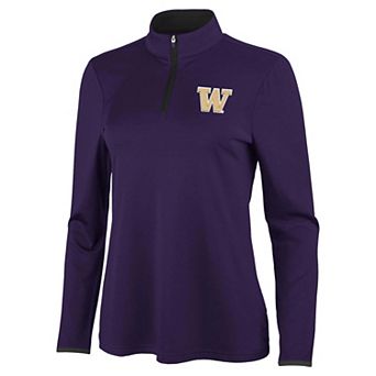 Women's Antigua Purple/Black Washington Huskies Brink Quarter-Zip Pullover
