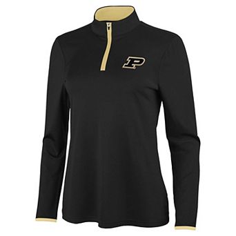 Women's Antigua Black/Gold Purdue Boilermakers Brink Quarter-Zip Pullover