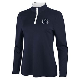 Women's Antigua Navy/White Penn State Nittany Lions Brink Quarter-Zip Pullover