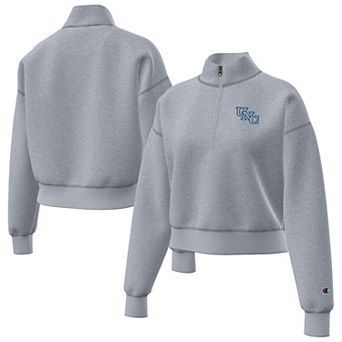 Women's Champion Gray North Carolina Tar Heels Triumph Fleece Vintage Logo Quarter-Zip Pullover