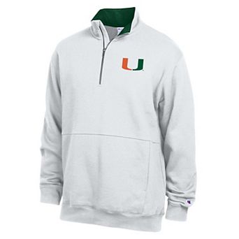 Men's Champion White Miami Hurricanes Fleece Quarter-Zip Pullover