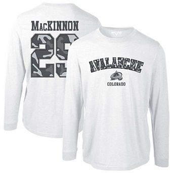 Men's Levelwear Nathan MacKinnon White Colorado Avalanche Oscar Long Sleeve T-Shirt