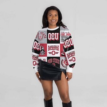 Women's Gameday Couture Scarlet Ohio State Buckeyes Highlight Reel Patchwork Long Sleeve Pullover