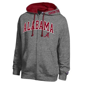 Men's Champion Heather Charcoal Alabama Crimson Tide Arch Logo Full-Zip Fleece Hoodie