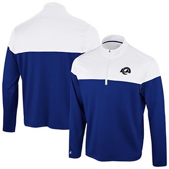 Men's Antigua Royal/White Los Angeles Rams Hinder Quarter-Zip Pullover