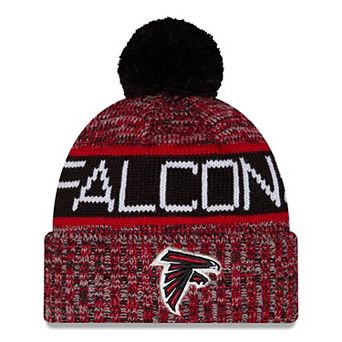 Girls Youth New Era Red Atlanta Falcons Tri-Color Cuffed Knit Hat with Pom