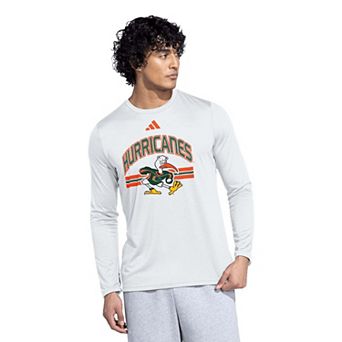 Men's adidas White Miami Hurricanes It's Back Pregame Long Sleeve T-Shirt