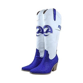 Women's FABGATING by Cuce White Los Angeles Rams Crystal Cowboy Boots
