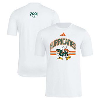 Men's adidas White Miami Hurricanes It's Back Pregame T-Shirt