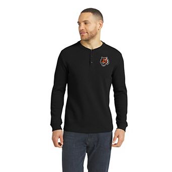 Men's Darius Rucker Collection by Fanatics Black Cincinnati Bengals Waffle-Knit Henley Long Sleeve T-Shirt