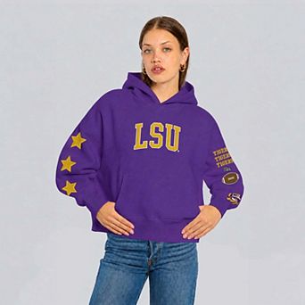 Women's Hype and Vice Purple LSU Tigers Cropped Spirit Hoodie