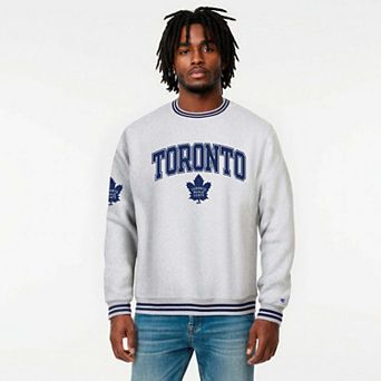 Men's Champion Heather Gray/Blue Toronto Maple Leafs Reverse Weave Yarn Dye Sweatshirt