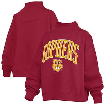 Women's Pressbox Maroon Minnesota Golden Gophers Oversized Slogan Fleece Mock Neck Sweatshirt