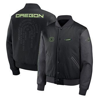 Men's Nike Black Oregon Ducks Origin of Speed Full-Snap Varsity Jacket
