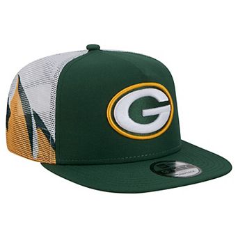 Men's New Era Green/Gold Green Bay Packers Mesh A-Frame 9FIFTY Snapback Trucker Hat