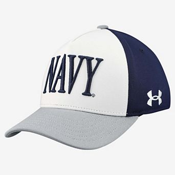 Youth Under Armour White/Gray Navy Midshipmen Blitzing Accent Adjustable Hat