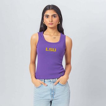 Women's Hype and Vice Purple LSU Tigers Primary Logo Ribbed Tank Top