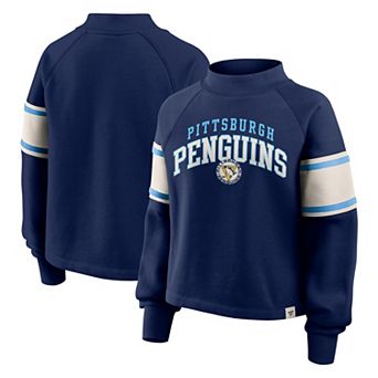 Women's Fanatics Navy Pittsburgh Penguins Heritage Overtime Fleece Mockneck Sweatshirt