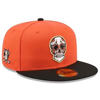 Men's New Era Orange/Black Anaheim Ducks Dia De Los Muertos 59FIFTY Fitted Hat