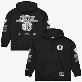Men's Mitchell & Ness Black Brooklyn Nets Triple Check Fleece Hoodie