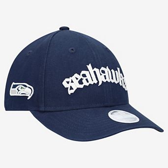 Women's New Era College Navy Seattle Seahawks Gothic Font 9FORTY M-Crown Adjustable Hat