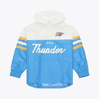Men's Mitchell & Ness Blue Oklahoma City Thunder Head Coach Lightweight Anorak Quarter-Zip Windbreaker