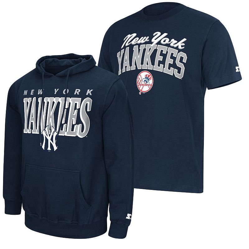 Men's Starter Navy New York Yankees Logo Hoodie & T-Shirt Combo Pack, Size: Large, Blue