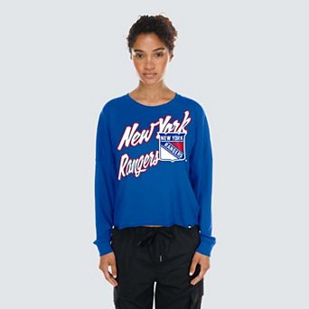 Women's New Era Blue New York Rangers Oversized Boxy Long Sleeve T-Shirt