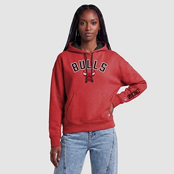 Women's Champion Red Chicago Bulls Contrast Liner Pullover Hoodie