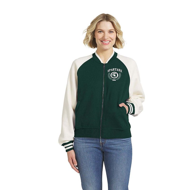 Women's WEAR by Erin Andrews Green Michigan State Spartans Raglan Full-Zip Jacket,
