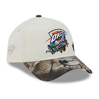 Men's New Era Cream/Camo Oklahoma City Thunder Rose Banner 9FORTY A-Frame Adjustable Hat