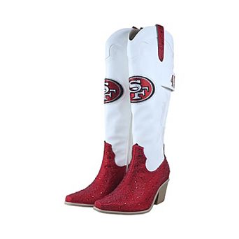 Women's FABGATING by Cuce White San Francisco 49ers Crystal Cowboy Boots