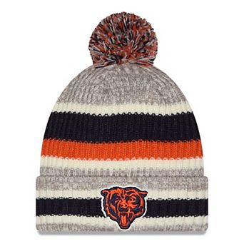 Girls Youth New Era Navy Chicago Bears Stripe Cuffed Knit Hat with Pom