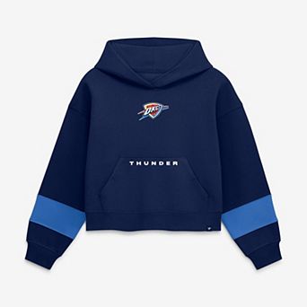 Women's Fanatics Oklahoma City Thunder Navy Beat Records Cropped Fleece Hoodie
