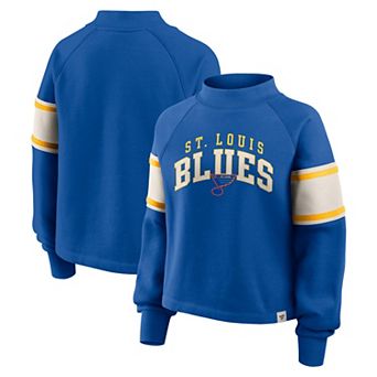 Women's Fanatics Royal St. Louis Blues Heritage Overtime Fleece Mockneck Sweatshirt