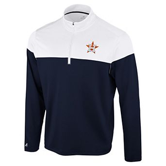 Men's Antigua Navy/White Houston Astros Hinder Quarter-Zip Pullover