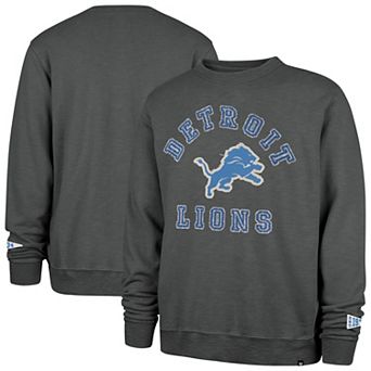 Men's '47 Charcoal Detroit Lions Calderwood Well Worn French Terry Sweatshirt