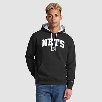 Men's Champion Black Brooklyn Nets Contrast Liner Pullover Hoodie