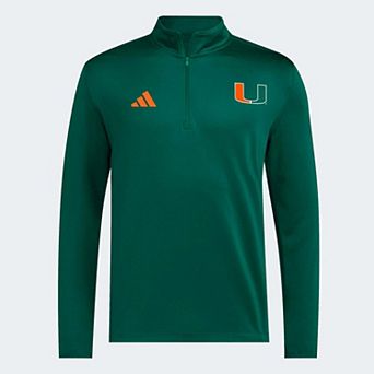 Men's adidas Green Miami Hurricanes 2026 Sideline Ultimate 365 Woven Quarter-Zip Pullover